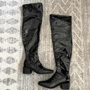 Vinyl Black Thigh boots